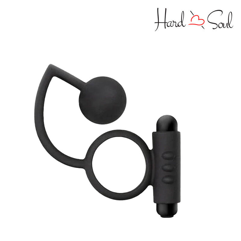 An Anal Adventures Platinum Anal Ball W/Vibrating Cock Ring Black -HardnSoul