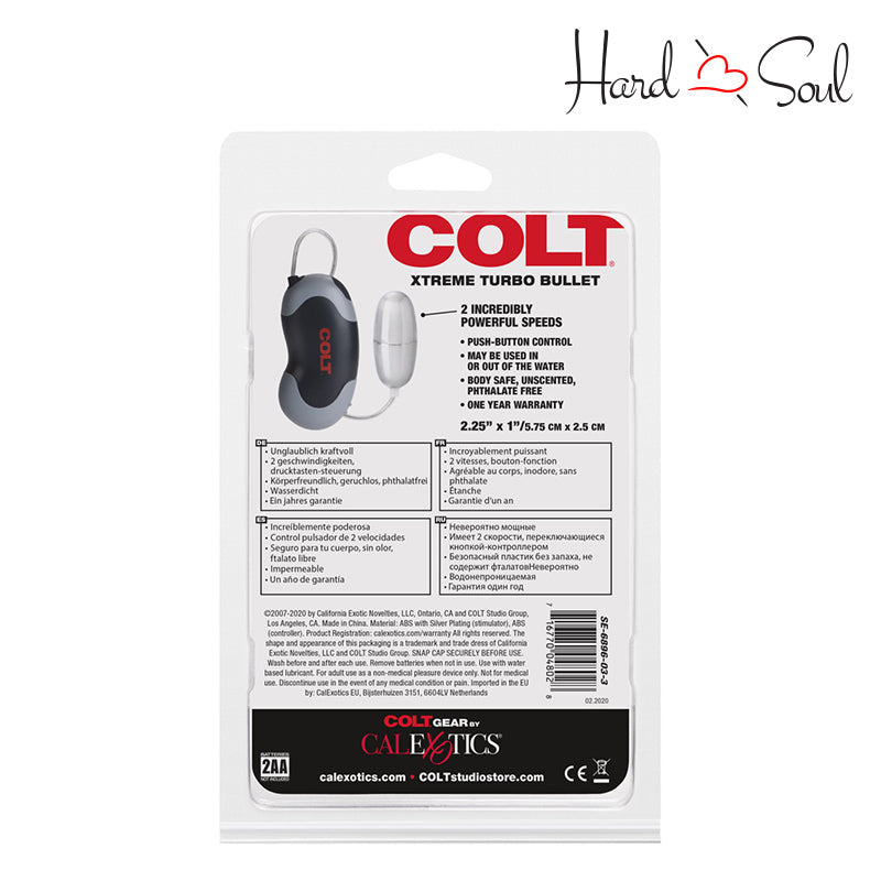 Back Side of COLT Xtreme Turbo Bullet Silver Box - HardnSoul