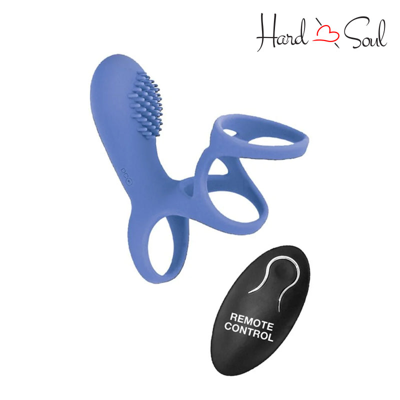A Commander Remote Control Vibrating Cock Cage Blue with remote control - HardnSoul