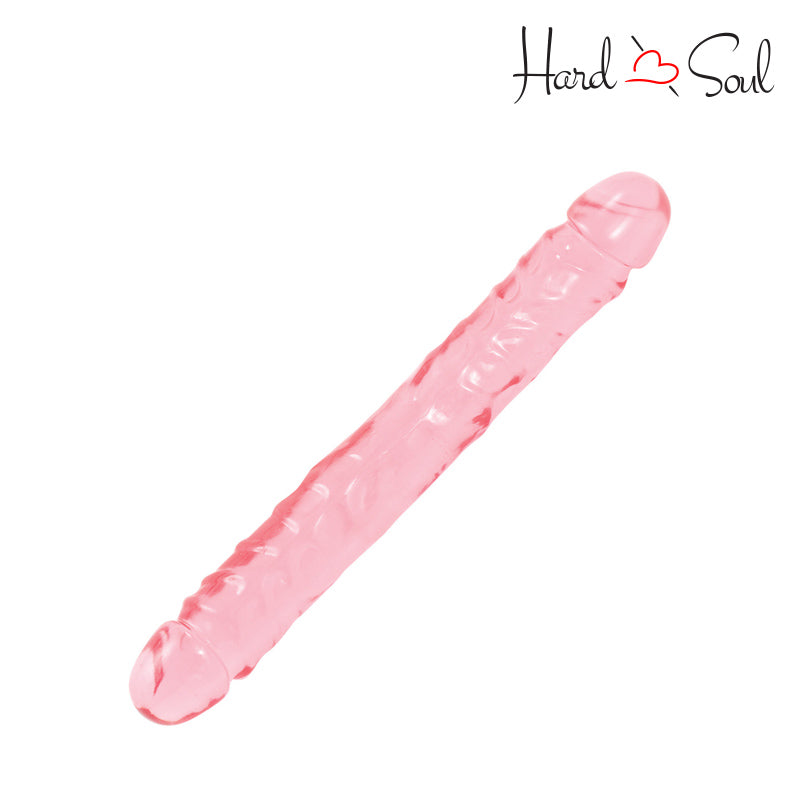 Side of Crystal Jellies Jr. Double Dong Pink 12" - HardnSoul