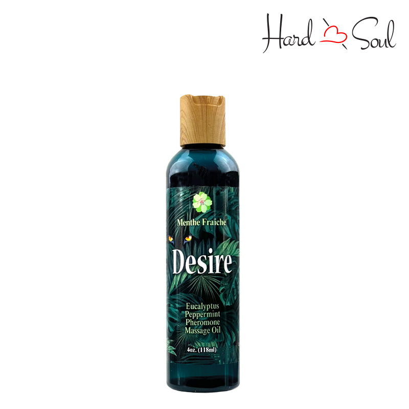 Bottle of Desire Eucalyptus Peppermint Pheromone Massage Oil 4oz - HardnSoul