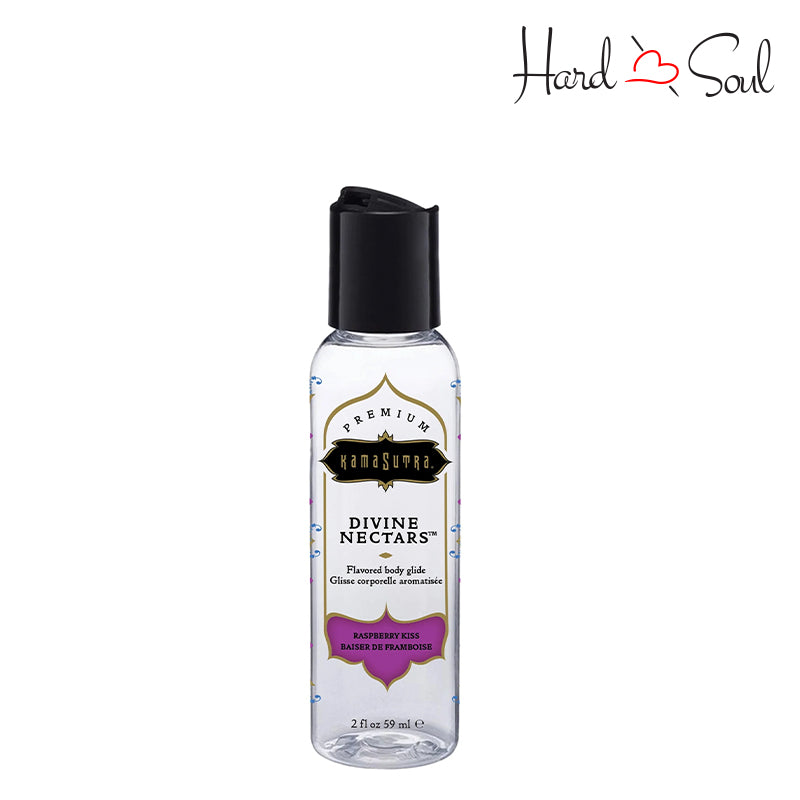 A Bottle of Divine Nectars Flavored Body Glide Raspberry Kiss 2oz - HardnSoul
