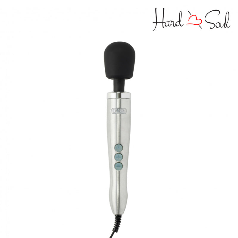 A Doxy Die Cast Wand Massager Brushed Metal with adjustment buttons - HardnSoul