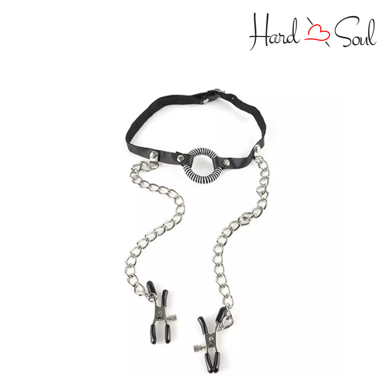 A Fetish Fantasy O-Ring Gag With Nipple Clamps - HardnSoul