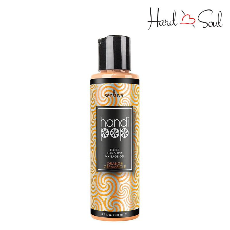 Bottle of HandiPop Edible Hand Job Massage Gel Orange Cream 4.2oz - HardnSoul