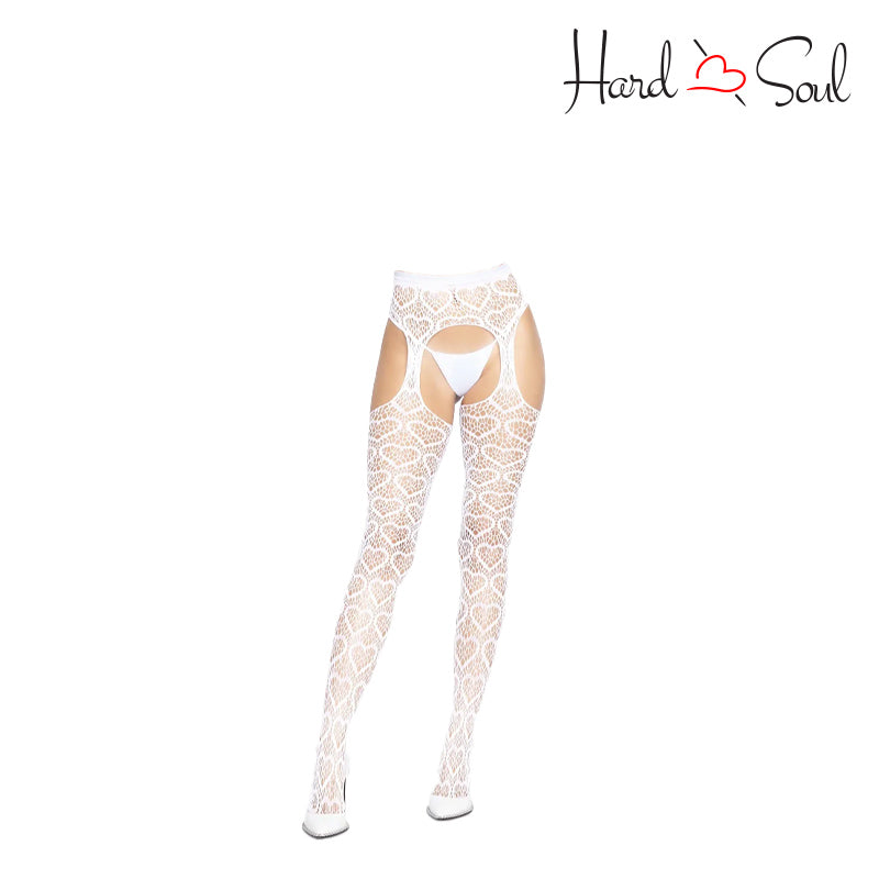 A Heart Net Suspender Pantyhose - HardnSoul