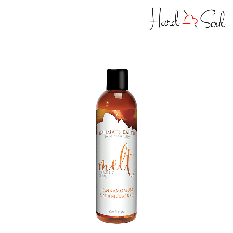 A 2 oz bottle of Intimate Earth Melt Warming Glide - HardnSoul