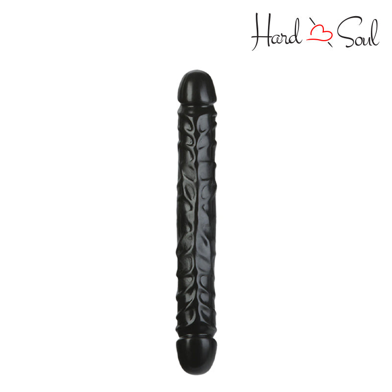 A Jr. Veined Double Header Dildo Black 12" - HardnSoul