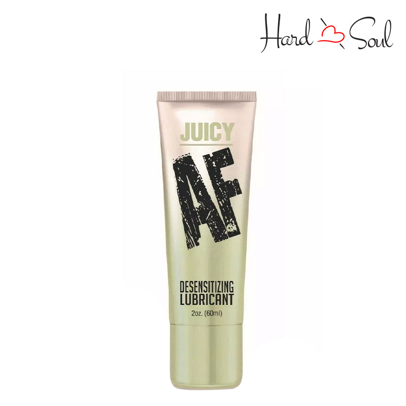 Front Side of a Juicy AF Desensitizing Water Based Lubricant Gel 2oz - HardnSoul
