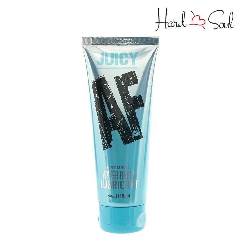 Front side of a Tube of Juicy AF Natural Water Based Lubricant 4oz - HardnSoul