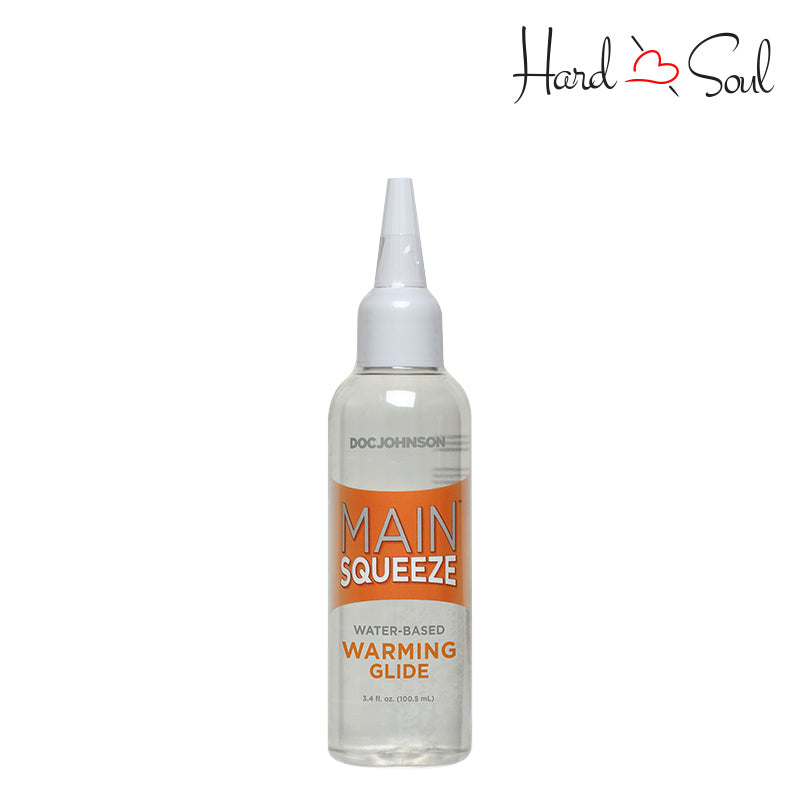 A 3.4 oz bottle of Main Squeeze Warming Glide - HardnSoul