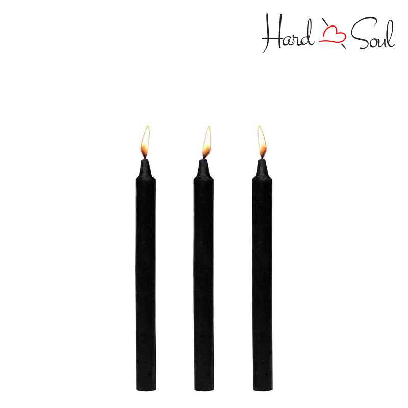 Three Candles of Master Series Fetish Drip Candles Black 3 Count - HardnSoul