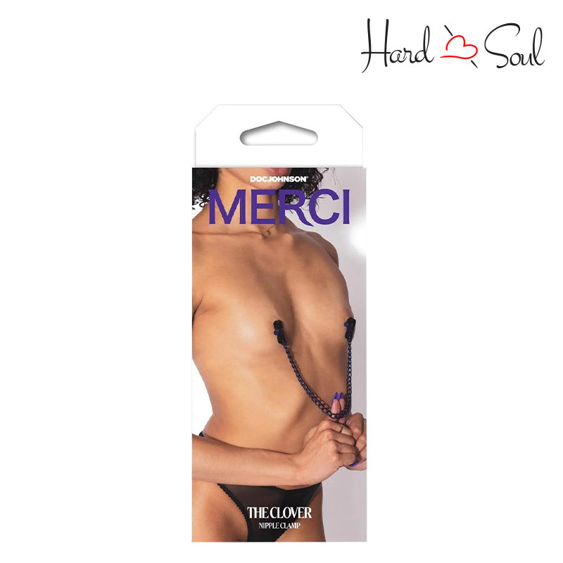 A Box of Merci Chained Up Nipple Clamps Purple - HardnSoul