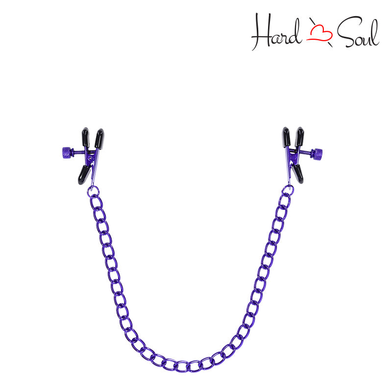 A Merci Chained Up Nipple Clamps Purple - HardnSoul