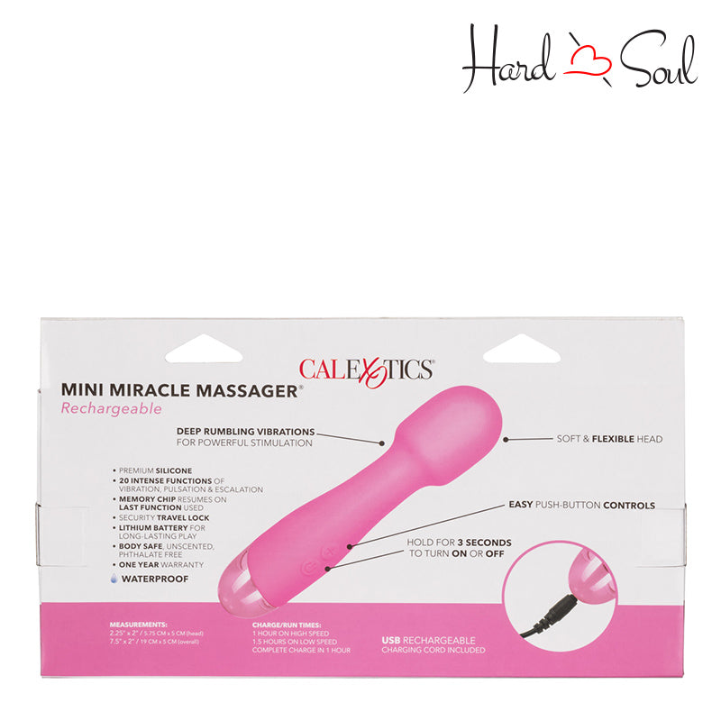 Back Side of Mini Miracle Wand Massager Pink Box - HardnSoul