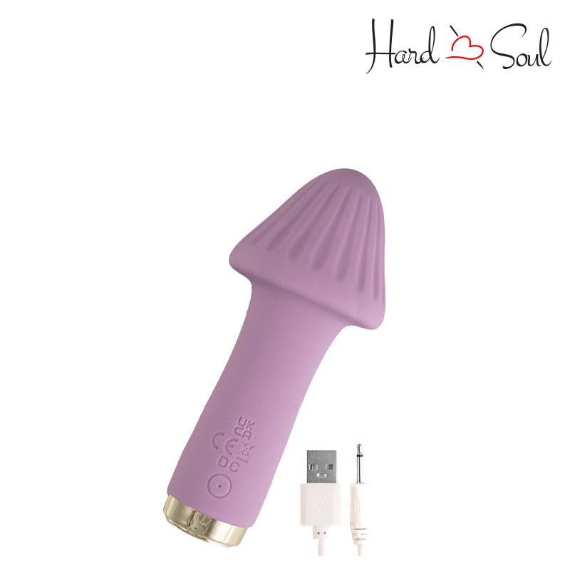 Side of My Secret Shroom Vibrator Purple with USB cable - HardnSoul
