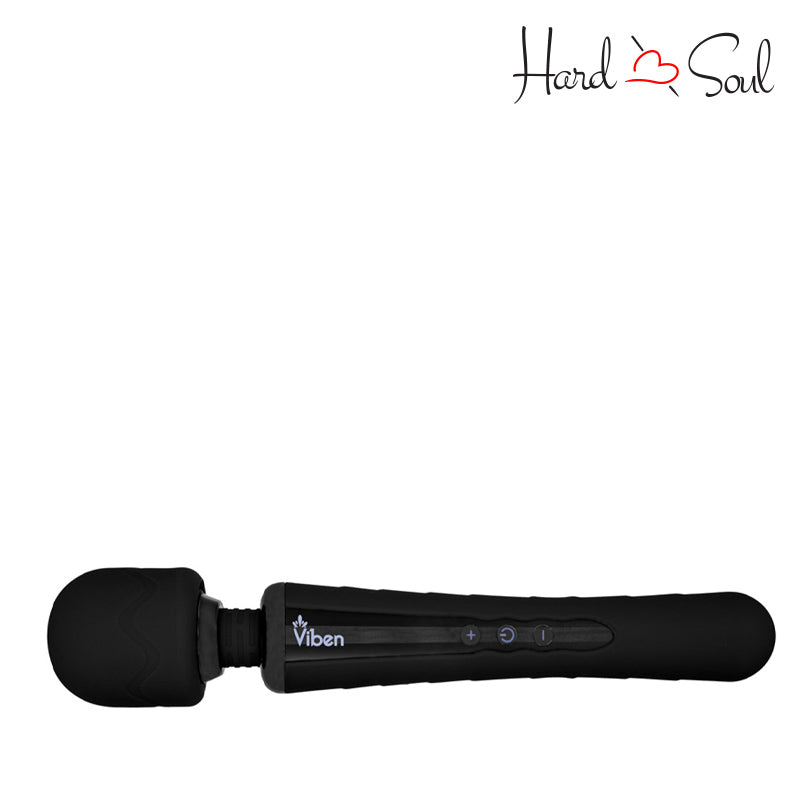 Side view of Obsession Intense Wand Massager Black with adjustment buttons - HardnSoul