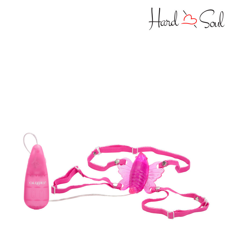 A Remote Control and a Original Venus Butterfly Vibrator Pink next to it - HardnSoul