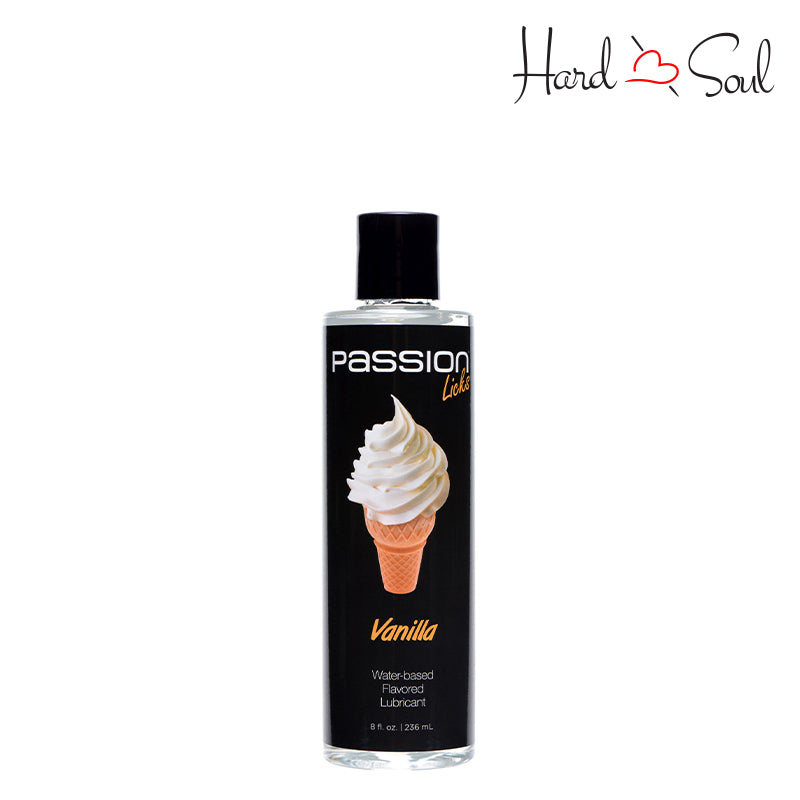 8oz bottle of Passion Licks Vanilla Water Based Flavored Lubricant - HardnSoul