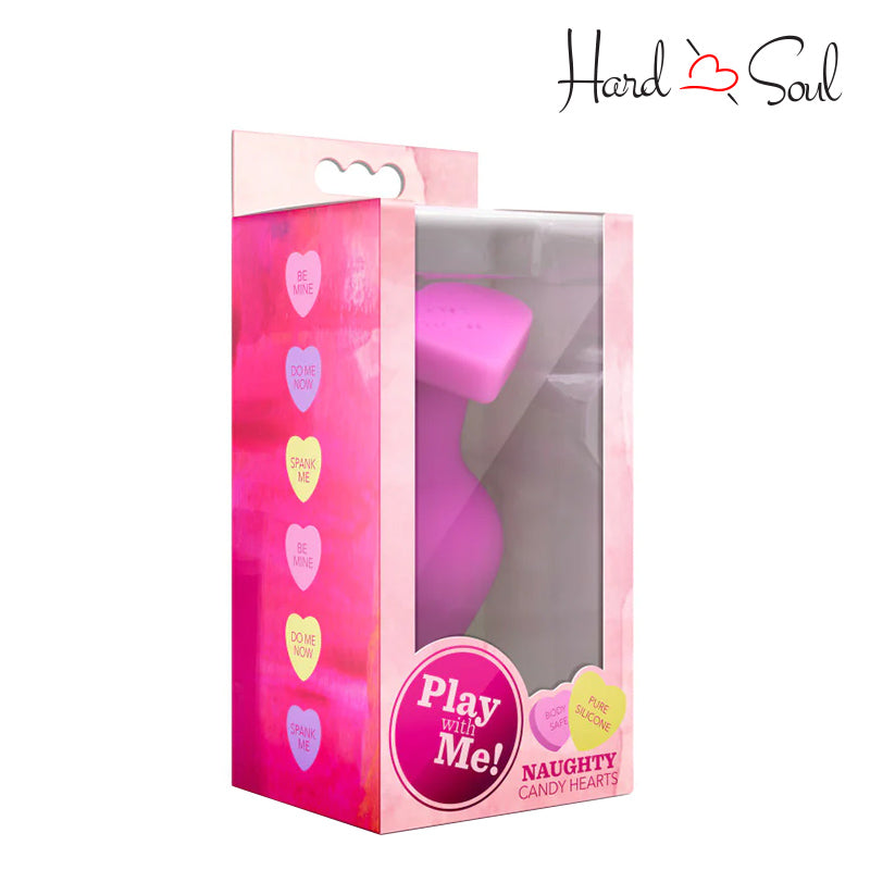 A Box of Play with Me Naughty Candy Hearts Be Mine Butt Plug Pink - HardnSoul