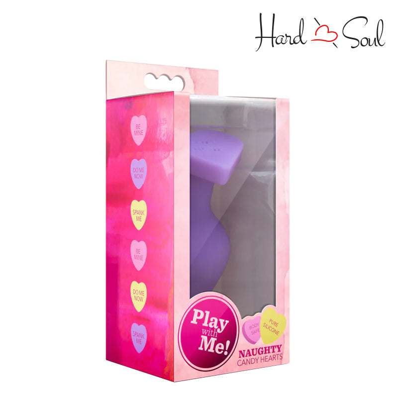 A Box of Play with Me Naughty Candy Hearts Do Me Now Butt Plug Purple - HardnSoul
