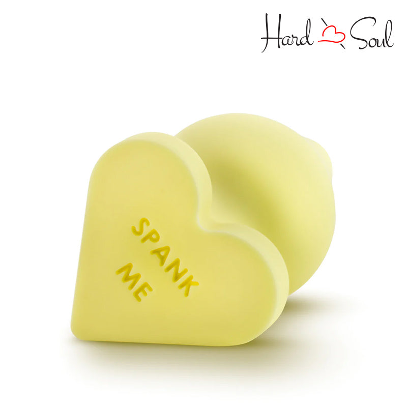 Bottom Side of Play with Me Naughty Candy Hearts Spank Me Butt Plug Yellow - HardnSoul
