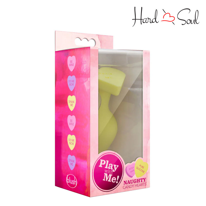 A Box of Play with Me Naughty Candy Hearts Spank Me Butt Plug Yellow - HardnSoul