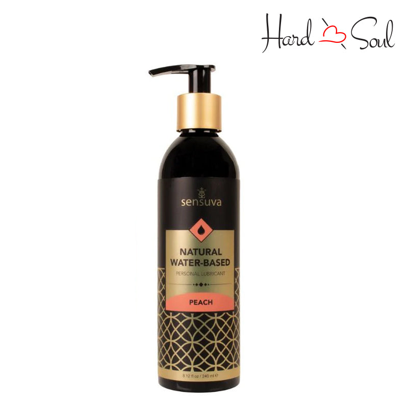 Front Side of a Bottle of Sensuva Natural Water Based Peach Lubricant 4.23oz - HardnSoul