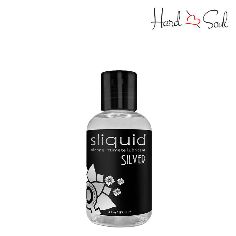 A 4.2oz bottle of Silver Enhanced Silicone Lube - HardnSoul