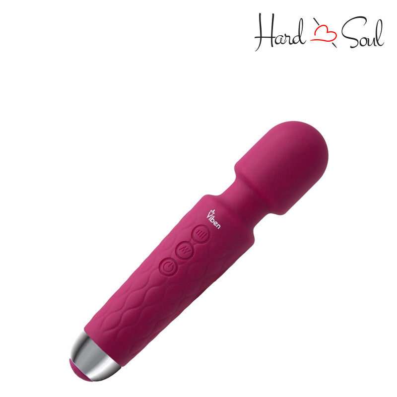 Side view of Tempest Intense Wand Massager Ruby with adjustment buttons - HardnSoul