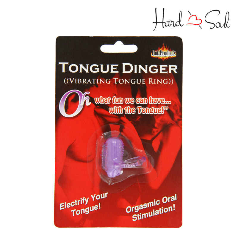 Front Side of Tongue Dinger Vibrating Tongue Ring Purple Box - HardnSoul