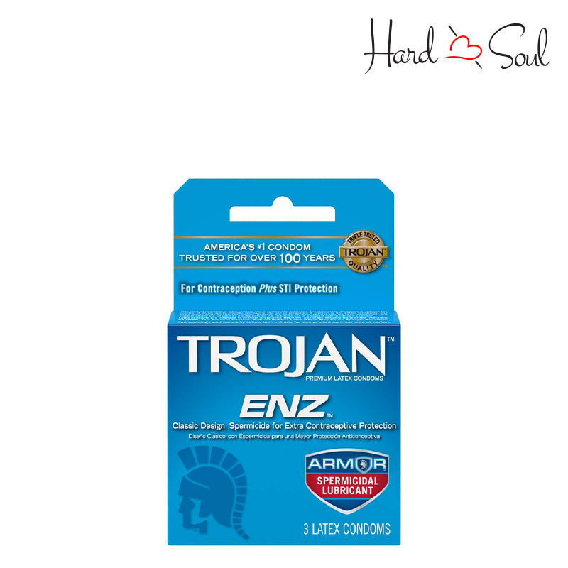 A Box of Trojan ENZ Condom with Spermicidal Lubricant 3 Count - HardnSoul