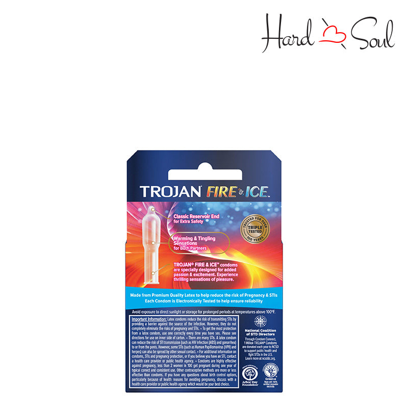 Back Side of Trojan Fire & Ice Condoms Box - HardnSoul