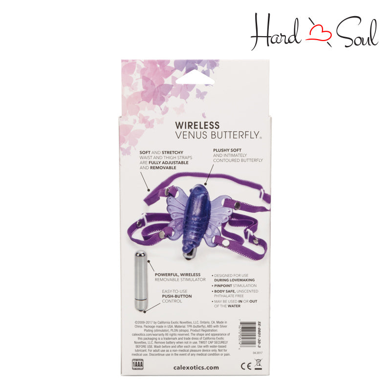Back Side of Venus Butterfly Wireless Stimulator Purple Box - HardnSoul