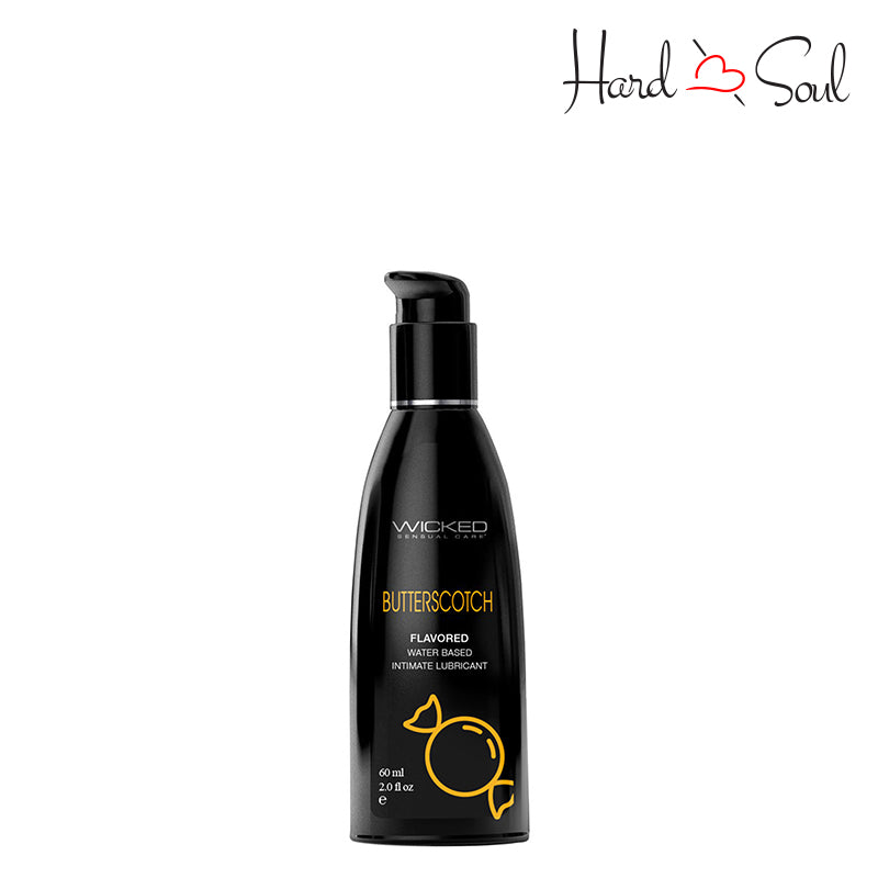 A Bottle of Wicked Aqua Butterscotch Water Based Lubricant 2oz - HardnSoul