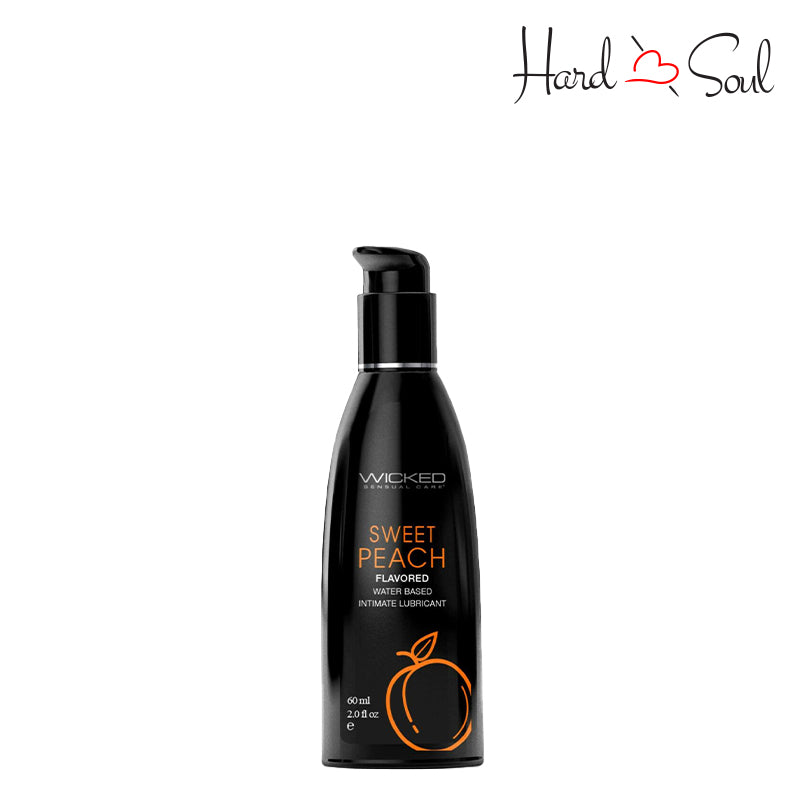 A Bottle of Wicked Aqua Sweet Peach Water Based Lubricant 2oz - HardnSoul