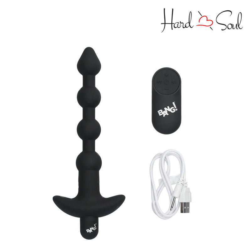 Bang Remote Control Vibrating Silicone Anal Beads Black with charger and remote control - HardnSoul