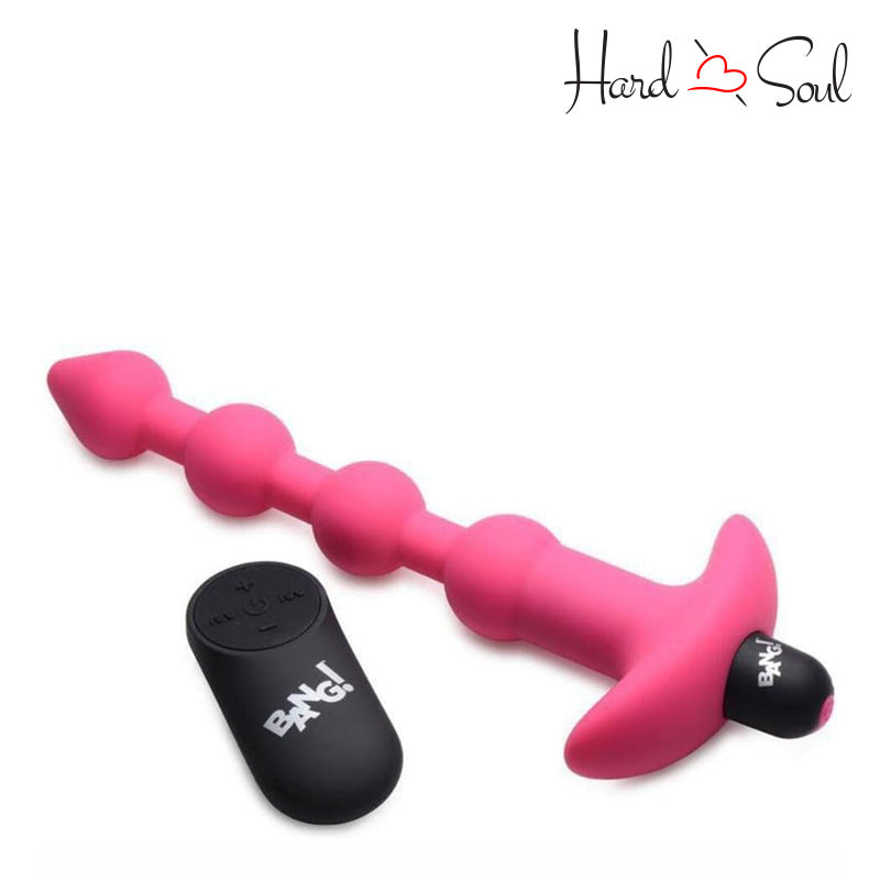 A Bang Remote Control Vibrating Silicone Anal Beads Pink - HardnSoul