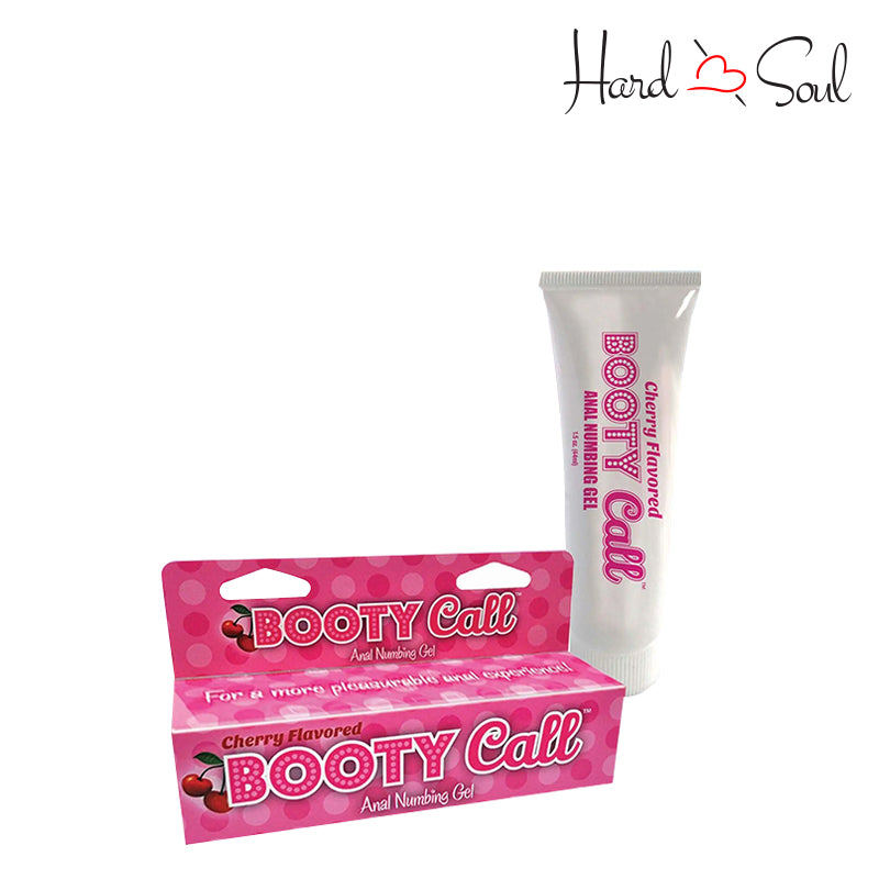 A Box of Cherry Booty Call Anal Numbing Gel and a 1.5oz tube next to it - HardnSoul