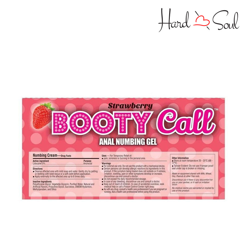 Backside of a Strawberry Booty Call Anal Numbing Gel 1.5oz - HardnSoul