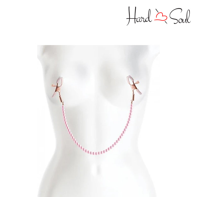 Bound Nipple Clamps DC1 Pink on a manikin - HardnSoul