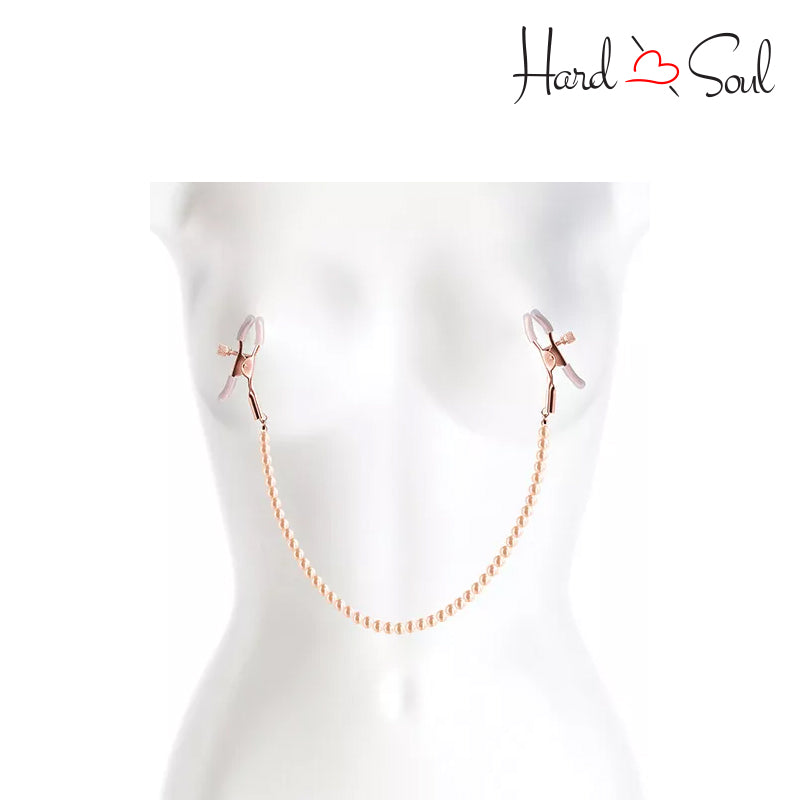 Bound Nipple Clamps DC1 Rose Gold on a manikin - HardnSoul