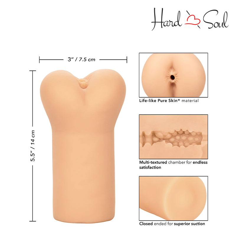 Sizes, Measurement and in detail description of Boundless Anus Masturbator Vanilla - HardnSoul