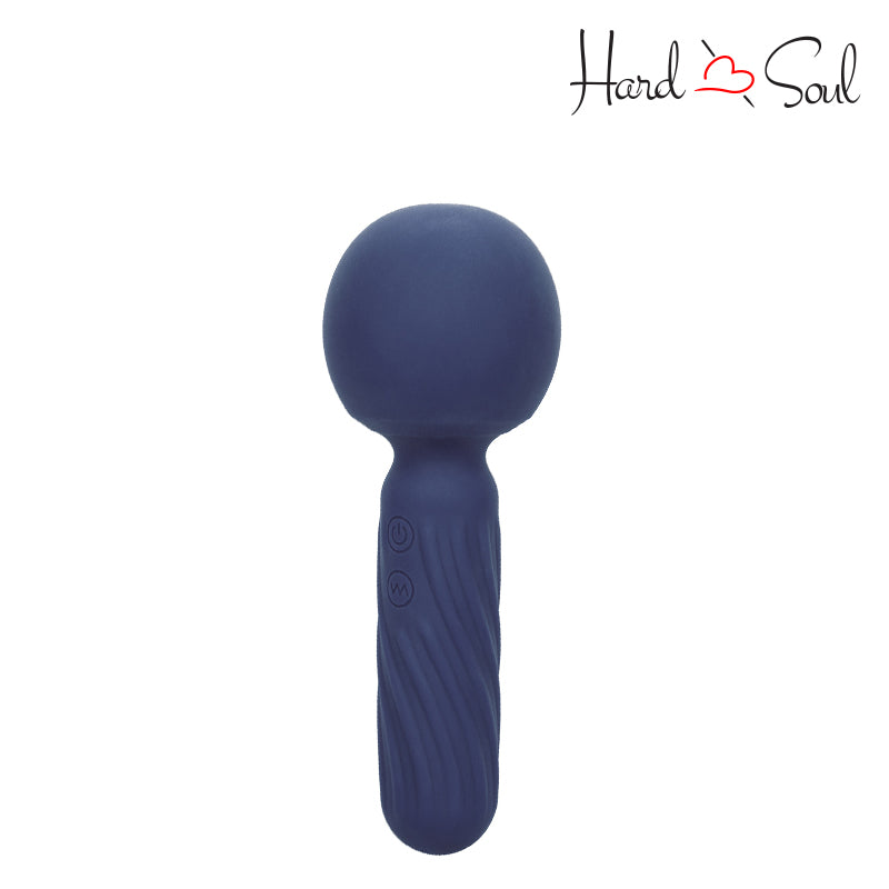 Front Side of Charisma Seduction Rechargeable Silicone Massager Wand Blue with its buttons - HardnSoul