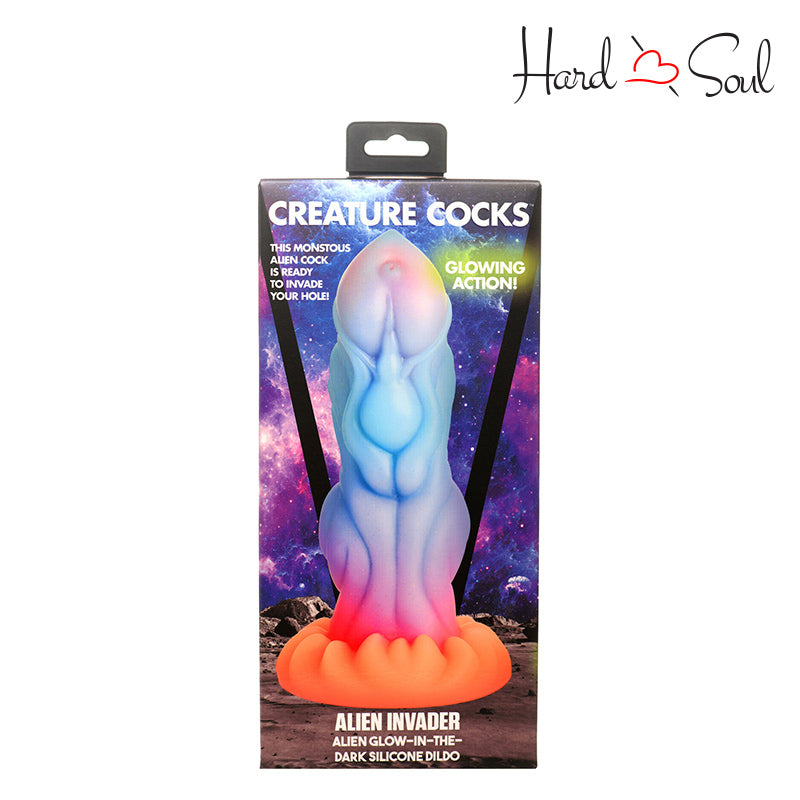 A Box of Creature Cocks Alien Invader Silicone Dildo - HardnSoul