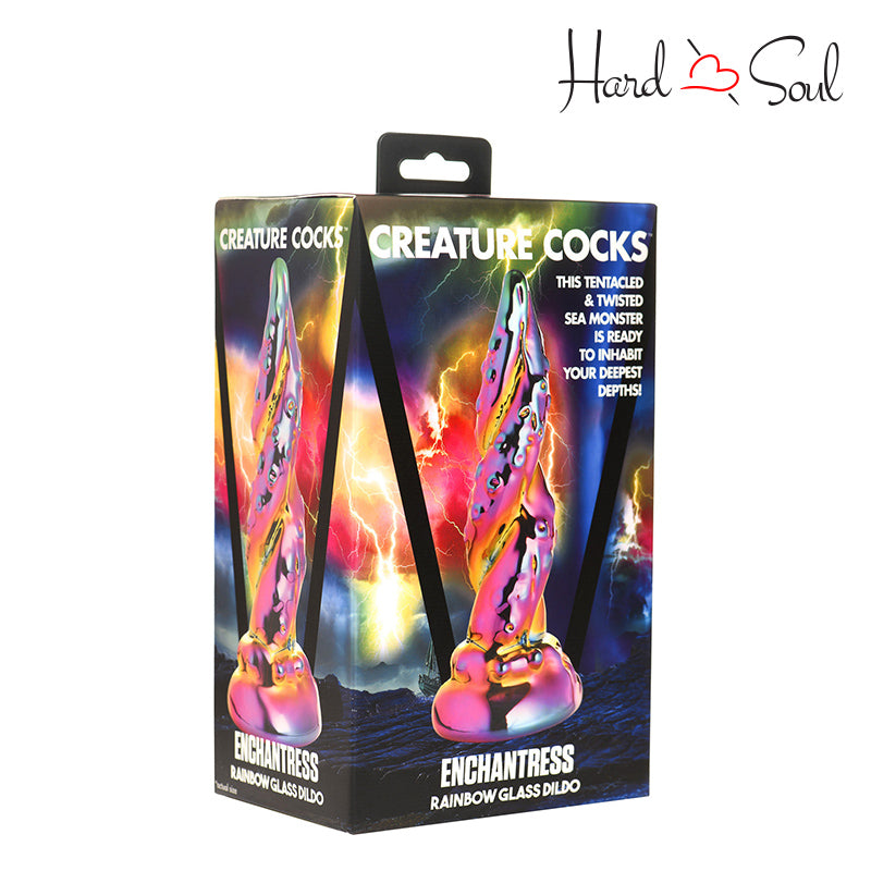 A Box of Creature Cocks Enchantress Rainbow Glass Dildo - HardnSoul