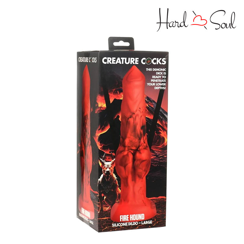 A Box of Creature Cocks Fire Hound Dildo Large - HardnSoul