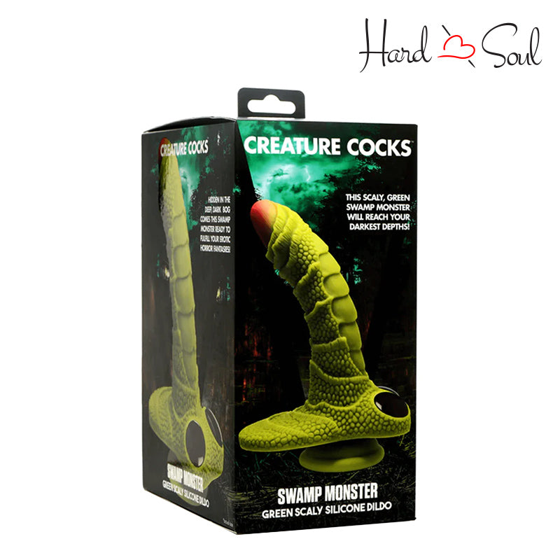 A Box of Creature Cocks Swamp Monster Green Scaly Dildo - HardnSoul