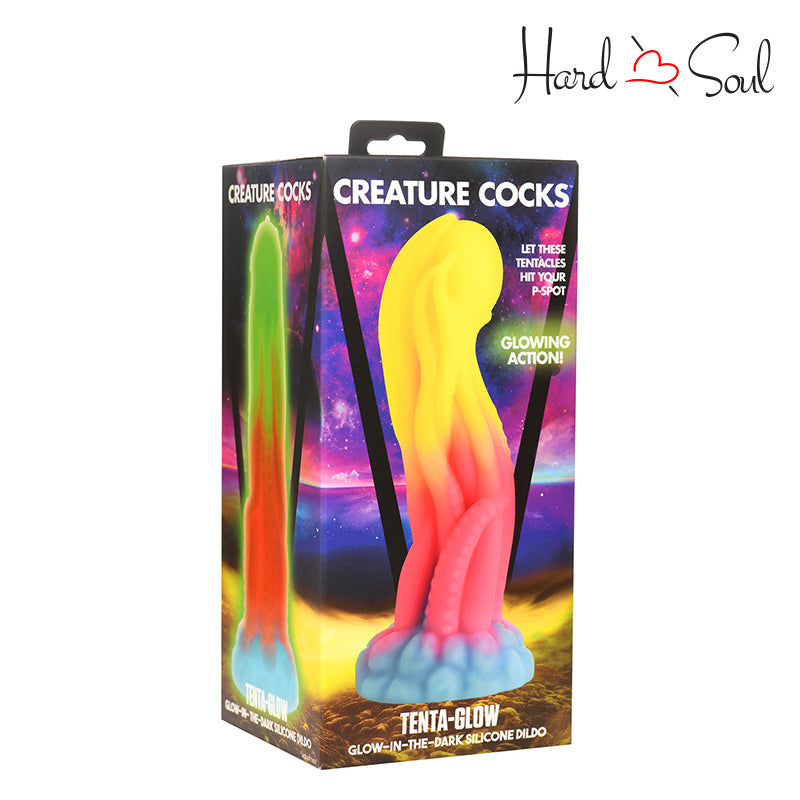 A Box of Creature Cocks Tenta-Glow Silicone Dildo - HardnSoul