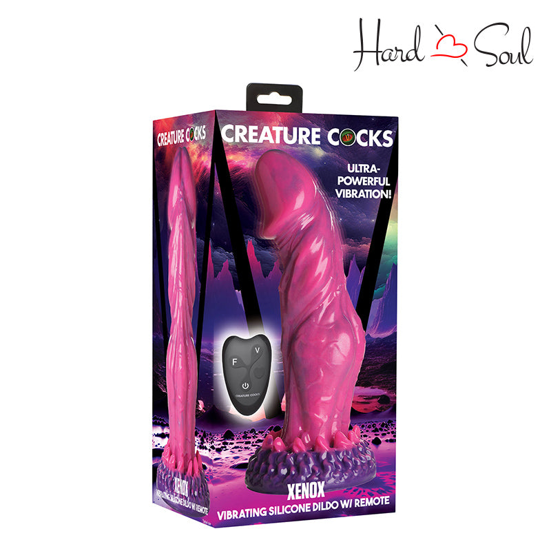 A Box of Creature Cocks Xenox Vibrating Dildo with Remote - HardnSoul